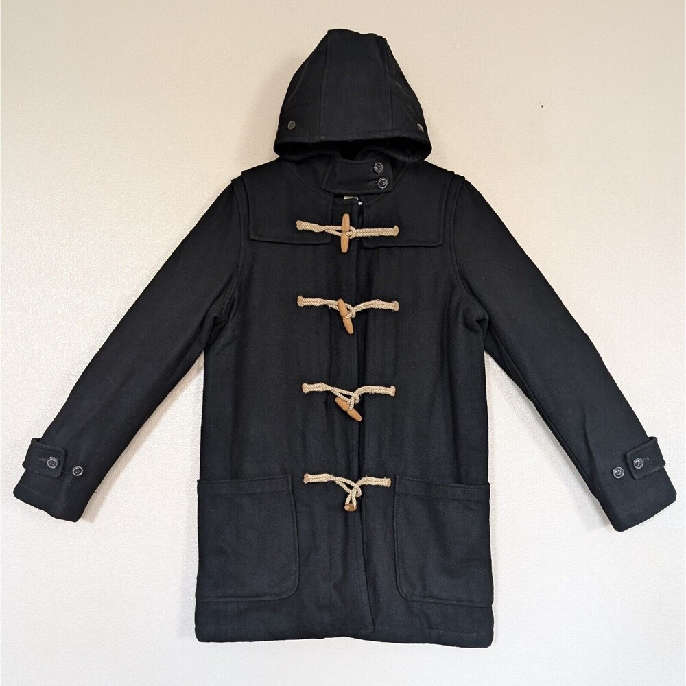Ralph Lauren Denim & Supply Wool Hooded Toggle Coat Women's Size Large Black